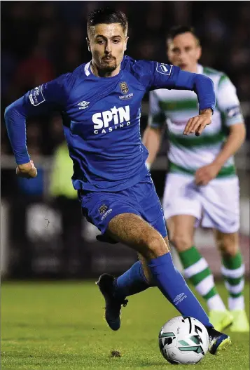  ??  ?? Zack Elbouzedi of Waterford on theball during their SSE Airtricity League Premier Division clash with Shamrock Rovers at the RSC. Wexford FC are away to Athlone Town this Friday in their Division 1 opener.