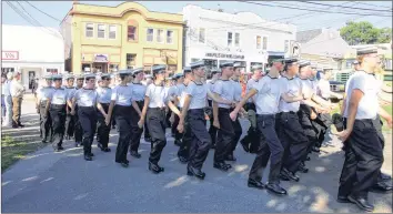  ??  ?? Cadets marching into Fort Anne.