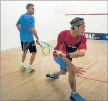  ?? Picture: FABIAN SMITH ?? CHANGING OF GUARD: Rudi van Niekerk, left, will be the favourite to lift the title in the Madibaz Open squash tournament this weekend in the absence of defending champion Gary Wheadon, right