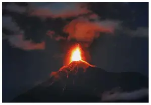  ?? — AP ?? Ominous glow: The Volcano of Fire spewing hot molten lava from its crater in Antigua.