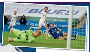  ?? REX ?? Pick that out: Bamford celebrates after (above) powerfully striking past goalkeeper Schmeichel