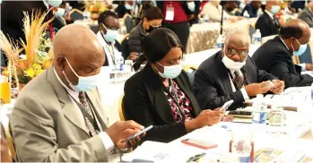  ?? ZITF ?? Delegates follow proceeding­s at Connect Africa symposium at the in Bulawayo on Thursday