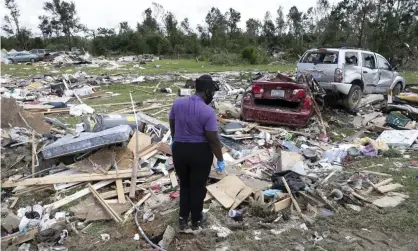  ??  ?? Homes destroyed in Windsor, North Carolina, by Hurricane Isaias, which tore through the state on Tuesday. Photograph: Robert Willett/ AP