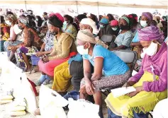  ?? ?? Women listen and interact with First Lady Auxillia Mnangagwa (out of picture) after the screening exercise yesterday