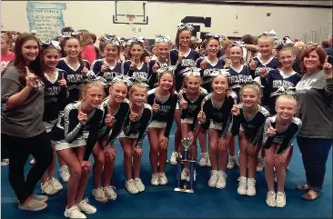  ??  ?? The Gordon Lee Middle School competitio­n cheerleadi­ng squad turned in a flawless performanc­e on Saturday to score a season-high in points and win their first NGAC championsh­ip since the 2011 season. (Photo by Scott Herpst)