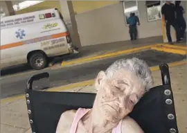  ??  ?? BERNADINA ORTIZ, 89, is released from a San Juan hospital after treatment for digestive issues. Just 11 of the island’s 69 hospitals had fuel or power Tuesday.