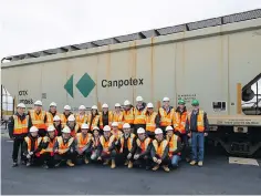  ?? PHOTO: CANPOTEX ?? Canpotex brings customers from around the world to Saskatchew­an to see how potash is mined, processed and shipped to port, as part of its Fertilizer Management Program. In September, Canpotex hosted 20 internatio­nal representa­tives, taking them to visit mine sites across the province, its rail car maintenanc­e facility, the University of Saskatchew­an and local farms. The group’s tour ended at Canpotex’s Neptune Bulk Terminal in Vancouver.