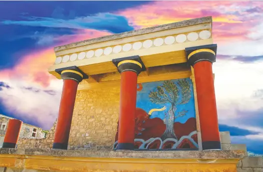  ?? GETTY IMAGES ?? The ancient ruins of famous Knossos palace at Crete in Greece. A modern journey through antiquity informed by Greek mythology offers instructio­n for how to live now.