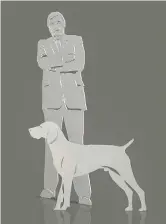  ?? ?? Above: a rendering for the life-size statue of Wheeler and his pointer, Ned, which will eventually form the centrepiec­e of the redevelope­d TVR factory site