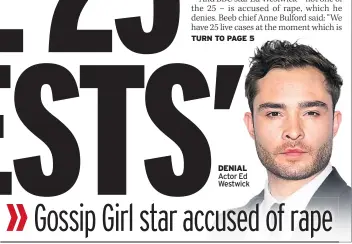  ??  ?? DENIAL Actor Ed Westwick