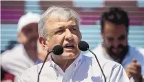  ?? ROBERTO E. ROSALES/JOURNAL ?? Mexican President Andrés Manuel López Obrador speaks to a crowd while campaignin­g in Ciudad Juárez on Easter Sunday 2018.