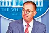  ?? EVAN VUCCI ASSOCIATED PRESS ?? White House chief of staff Mick Mulvaney announces Thursday that the G7 summit will be held at Trump National Doral resort in Miami.