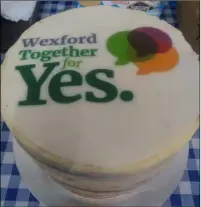  ??  ?? A cake baked by Ruth O’Connor of Rake of Cakes in the canteen at the count centre on Saturday.