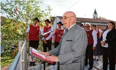  ?? Foto: M. Leopold Miller ?? Schirmherr und Bürgermeis­ter Anton Birle hieß die Musikanten und Zuschauer herz lich willkommen und wünschte mit Musik erfüllte Festtage.