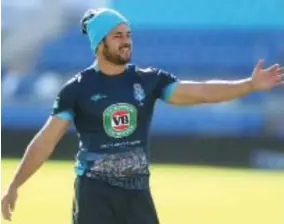  ?? Photo: Zimbio ?? Jarryd Hayne smiles during the New South Wales Blues State of Origin training session at Cbus Super Stadium on July 11, 2017 in Gold Coast, Australia.