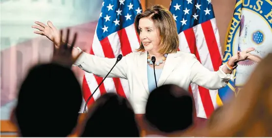  ?? REUTERS ?? Nancy Pelosi, líder legislativ­a, se opuso al juicio pues argumenta que el republican­o lo puede capitaliza­r políticame­nte.