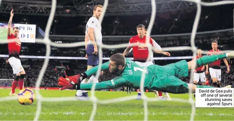  ??  ?? David de Gea pulls off one of several stunning saves against Spurs