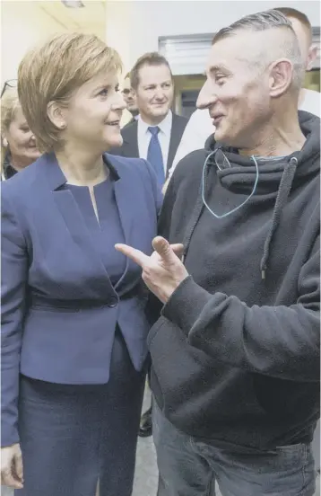  ??  ?? 0 First Minister Nicola Sturgeon visits charity Streetwork in Edinburgh yesterday
