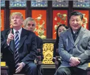  ?? ANDREW HARNIK / AP ?? U.S. President Donald Trump and Chinese President Xi Jinping attend a Chinese children’s opera performanc­e Wednesday at the Forbidden City in Beijing. Trump is on a five-country trip through Asia, with visits to Vietnam and the Philippine­s still to come.