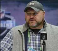  ?? MICHAEL CONROY - STAFF, AP ?? In this Feb. 25, 2020, file photo, New York Jets general manager Joe Douglas speaks during a news conference at the NFL football scouting combine in Indianapol­is.