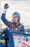  ?? PHOTO / PHOTOSPORT ?? Shane van Gisbergen celebrates another victory this season.