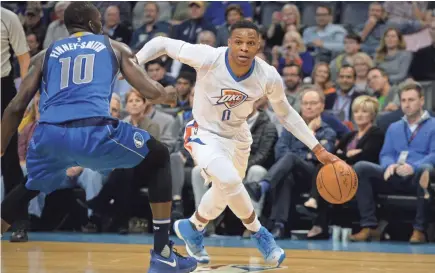  ?? MARK D. SMITH, USA TODAY SPORTS ?? Russell Westbrook, above, has impressed Oscar Robertson, the only player ever to average a triple-double for a season.