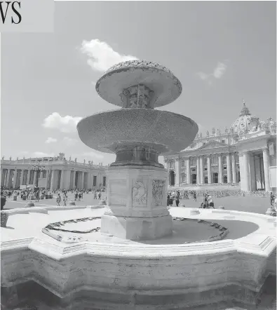  ?? GREGORIO BORGIA / THE ASSOCIATED PRESS ?? One of the twin 17th-century fountains in St. Peter’s Square is shown Tuesday after being shut down, along with all others in the Vatican, because of Italy’s drought. Scarce rain and chronicall­y leaky aqueducts have combined this summer to hurt farmers in much of Italy and put Romans at risk for drastic water rationing starting later this week.