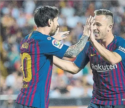  ?? FOTO: PEERE PUNTÍ ?? Más dominio con jugadores con Arthur o Coutinho ayudando a tener el balón y que Messi decida