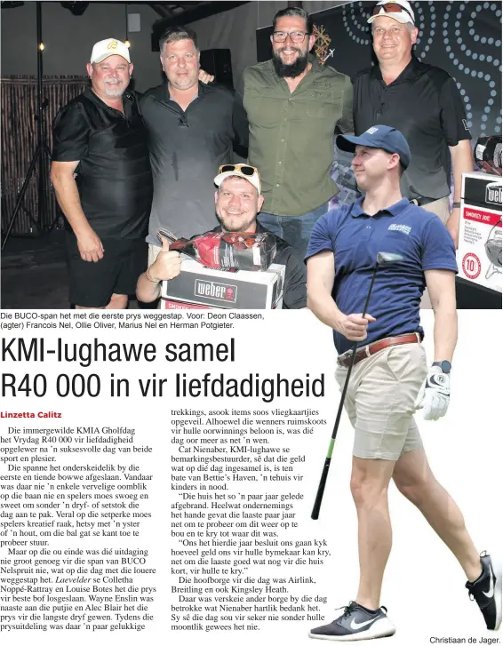  ?? ?? Die BUCO-span het met die eerste prys weggestap. Voor: Deon Claassen, (agter) Francois Nel, Ollie Oliver, Marius Nel en Herman Potgieter.
Christiaan de Jager.