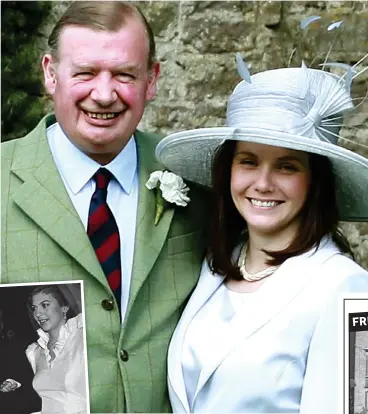  ??  ?? Contentmen­t: Lord Strathmore after marrying his third wife Karen Baxter. Left: Marriage to his first wife Isobel