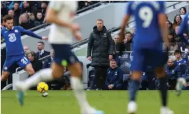  ?? Robin Jones/Getty Images ?? Graham Potter watches on during Chelsea’s defeat at Tottenham on Sunday. Photograph: