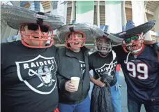  ?? ERICH SCHLEGEL, USA TODAY SPORTS ?? Raiders fans outnumbere­d Texans fans for Monday night’s matchup in Mexico City. “This is Raider town,” one said.