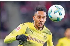  ?? FOTO: FREY/DPA ?? Pierre-Emerick Aubameyang will Borussia Dortmund angeblich verlassen. Über einen Wechsel zum FC Arsenal wird spekuliert.