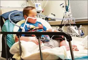  ?? Family photo ?? Jordan “JoJo” Maeng, 6, who was diagnosed with RSV, spent seven days in the emergency room at Holy Cross Hospital in Silver Spring, Md., last month while he waited for a pediatric intensive care bed to become available in the region.