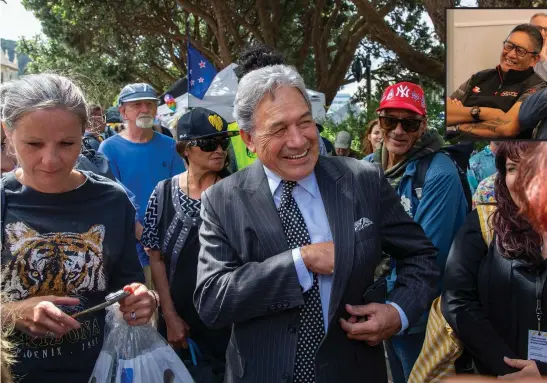  ?? Photo / Mark Mitchell Cunningham ?? Winston Peters made a visit to the Parliament occupation earlier this year.