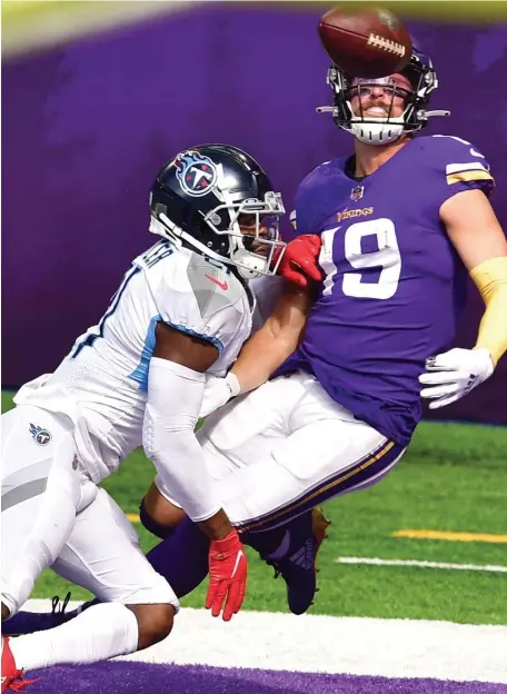  ?? ST. pAuL pIONEER pREss FILE ?? BACK IN THE SADDLE: Malcolm Butler, left, retired after playing for the Tennessee Titans in 2020, but is returning to the Patriots after Bill Belichick reached out.