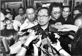  ??  ?? Abang Johari addresses the media after attending the Tegas Youth Forum.