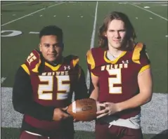  ?? The Sentinel-Record/Richard Rasmussen ?? DYNAMIC DUO: Lake Hamilton junior running backs Tevin Woodley, left, and Owen Miller have been a dynamic duo for the Wolves offense. The pair are the 2020 Co-Offensive Players of the Year.