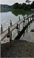  ??  ?? Groups gather at either end of Raglan’s Rangitahi Bridge before a karakia yesterday morning.