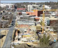  ?? File photo/NWA Democrat-Gazette/ANDY SHUPE ?? Constructi­on continues on the new home for TheatreSqu­ared, a local independen­t theater company, south of the Walton Arts Center in downtown Fayettevil­le.