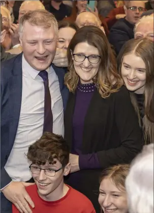  ??  ?? Deputy Martin Kenny celebrates his election with his wife, Helen and family.