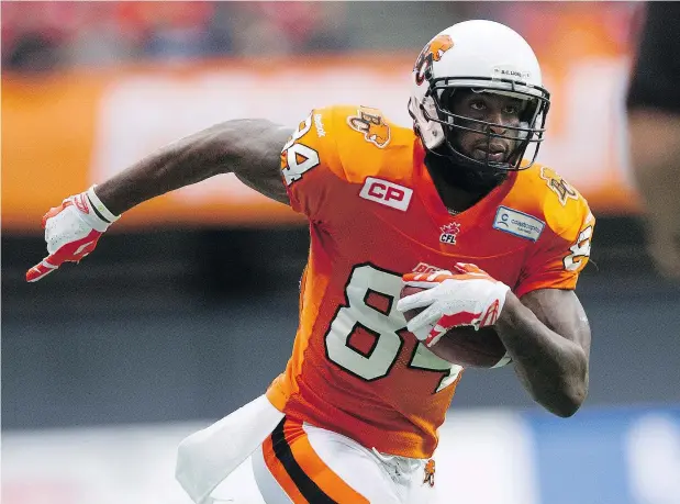  ?? GERRY KAHRMANN/PNG FILES ?? Manny Arceneaux became a key part of the B.C. Lions on and off the field over the years but he’s now headed to Saskatchew­an.