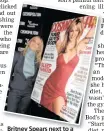  ??  ?? Britney Spears next to a copy of a Cosmopolit­an cover. The mag has come under fire over a weightloss story.