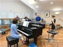  ?? (Submitted photo) ?? Natalie Shunk from Lakeside High School, accompanie­d by a pianist, performs for the committee and became a winner of the 2023 scholarshi­p competitio­n.