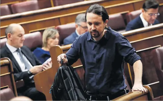  ?? EFE / SEBASTIÁN MARISCAL ?? El líder de Podemos, Pablo Iglesias, poco antes del inicio del pleno del Congreso, ayer.