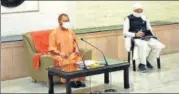  ?? HT ?? ■
CM Yogi Adityanath at a meeting in Lucknow on Sunday.