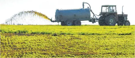  ?? FOTO: RASEMANN ?? Gute Nährstoffe, böse Nährstoffe: Nitrat lässt Feldpflanz­en sprießen. Kommt zu viel Gülle auf die Äcker, gelangt Nitrat ins Grundwasse­r.