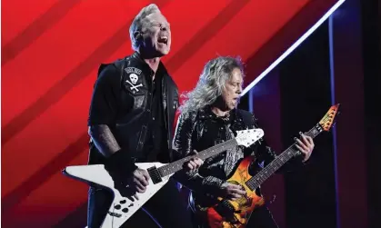  ?? ?? James Hetfield and Kirk Hammett performing with Metallica in September 2022. Photograph: Evan Agostini/Invision/AP