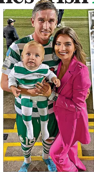  ?? ?? pitch perfect: Viktor and Natalia in Dublin with their son Alex, who wears the Shamrock Rovers kit