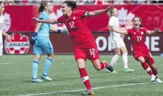  ?? PETER POWER/THE CANADIAN PRESS ?? At 35, soccer legend Christine Sinclair remains the leader of a national women’s team that will have five teens in the lineup for a friendly with Brazil on Sunday at TD Place in Ottawa.